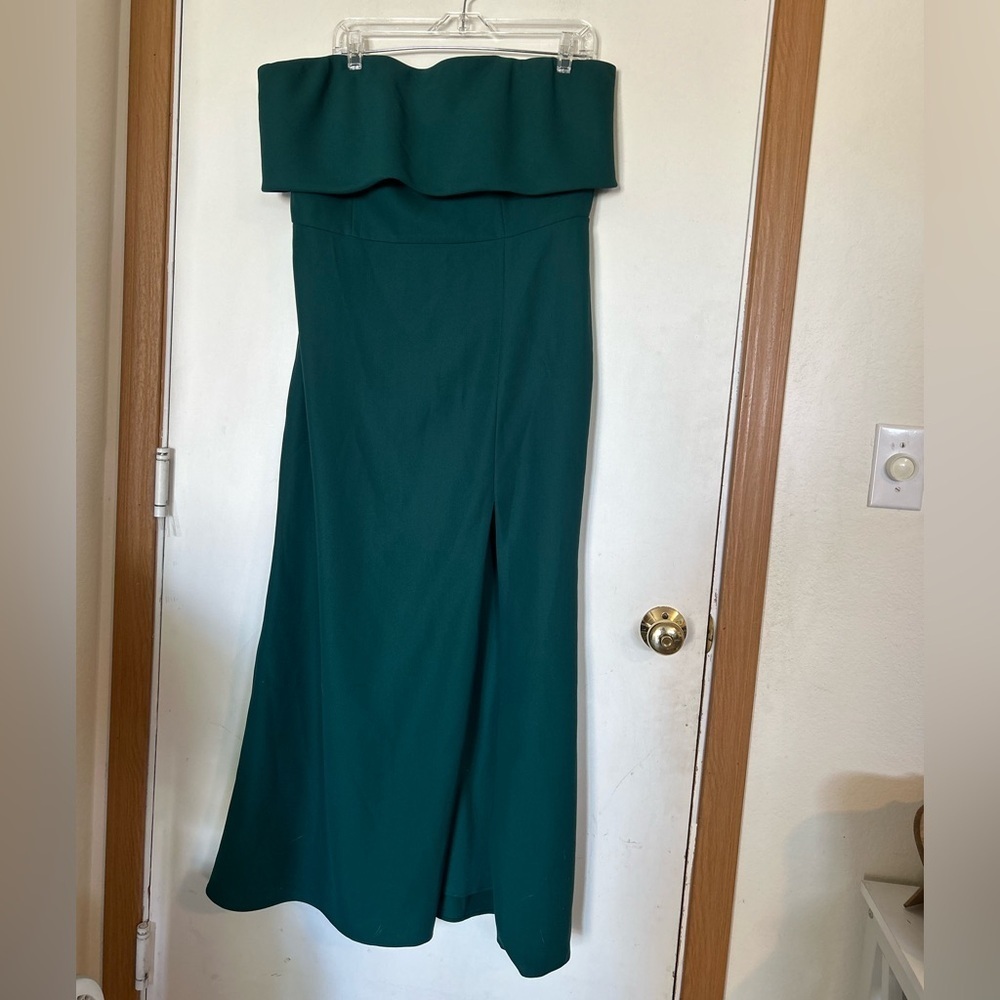 Dessy Collection Vivian Diamond Hunter Green Strapless Gown Size 18